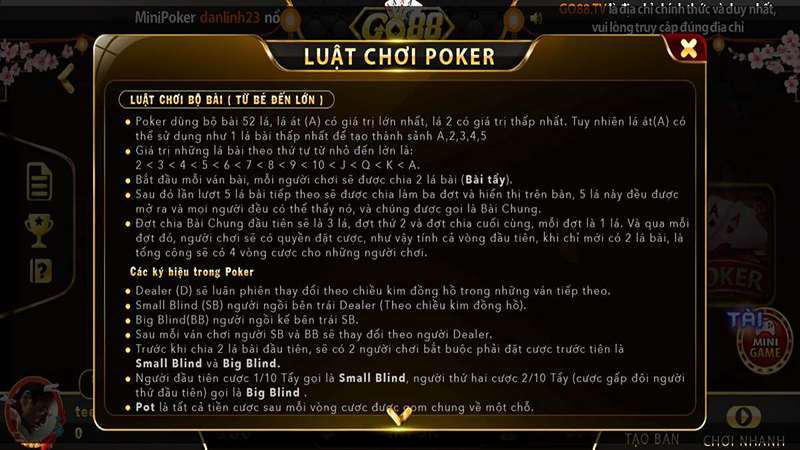 Poker Go88: Game bài chất lượng có mặt tại cổng game 3 Luật chơi game Poker Go88 anh em cần hiểu rõ