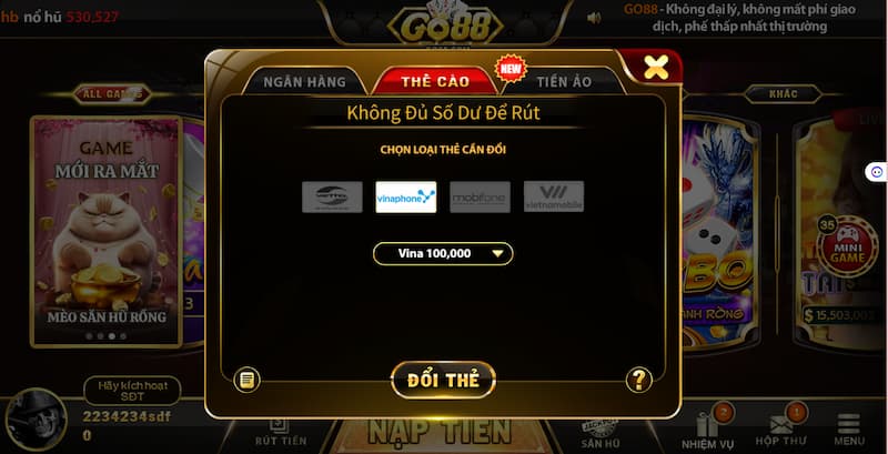 Rút tiền Go88: Tổng hợp cách rút nhanh dành cho tân thủ 2025 4 Rút tiền thông qua thẻ cào